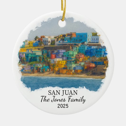 Gepersonaliseerde San Juan Ornament, Puerto Rico Keramisch Ornament (Voorkant)