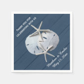 Gepersonaliseerde Sand Dollar Starfish bruiloft se Servet (Voorkant)