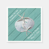 Gepersonaliseerde Sand Dollar Starfish bruiloft se Servet (Voorkant)