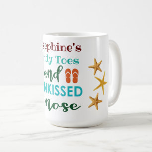 Gepersonaliseerde Sandy Toes & Sun Kust Nose Koffiemok