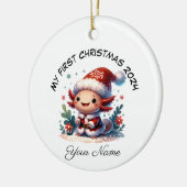 Gepersonaliseerde Santa Axolotl Eerste Kerstmis Keramisch Ornament (Links)