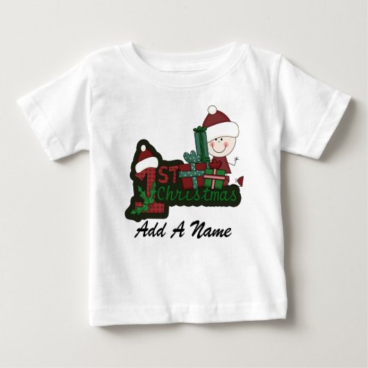 Gepersonaliseerde Santa Baby 1st Christmas Tshirt (Voorkant)