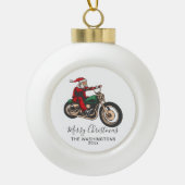 Gepersonaliseerde Santa Bike Rider Keramische Bal Ornament (Voorkant)