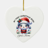 Gepersonaliseerde Santa Bunny Eerste Kerstmis Keramisch Ornament (Achterkant)