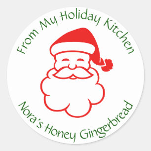 Gepersonaliseerde  Santa Christmas Baking Ronde Sticker