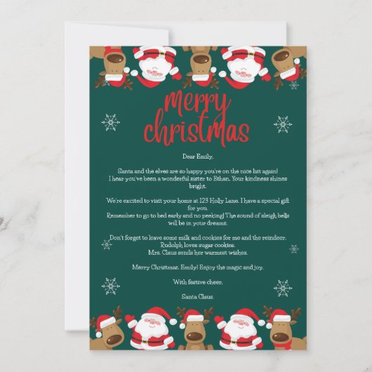 Gepersonaliseerde Santa Claus Letter Kaart (Voorkant)