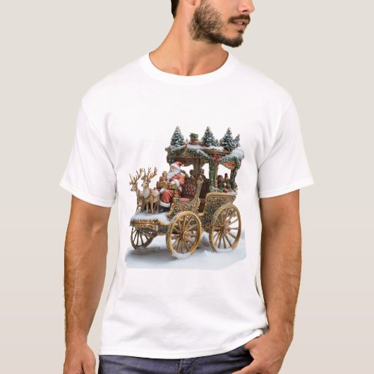 Gepersonaliseerde Santa Claus rijwagen T-shirt (Voorkant)