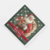 Gepersonaliseerde Santa Claus Vakantietafel servet (Hoek)