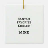 Gepersonaliseerde Santa Curling met zijn rendier Keramisch Ornament (Achterkant)