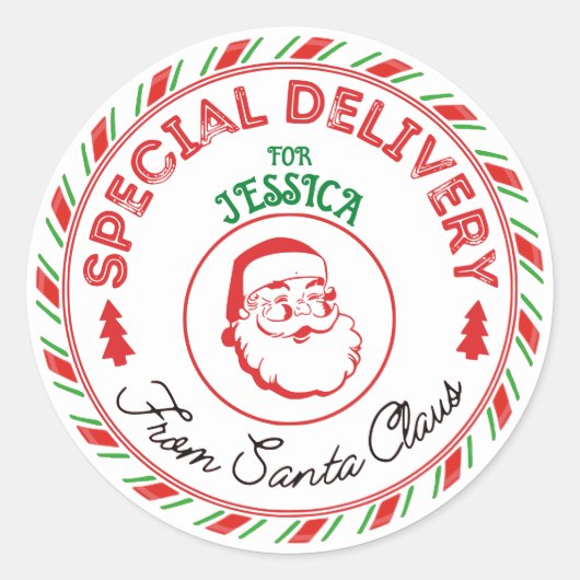 Gepersonaliseerde Santa Delivery Sticker (Voorkant)