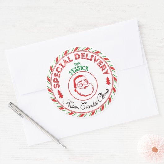 Gepersonaliseerde Santa Delivery Sticker (Envelop)