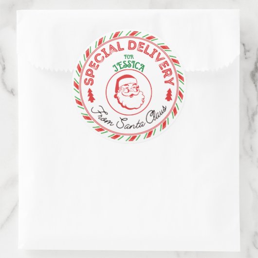 Gepersonaliseerde Santa Delivery Sticker (Tas)