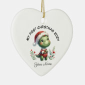 Gepersonaliseerde Santa Dinosaur Eerste Kerstdag Keramisch Ornament (Rechts)
