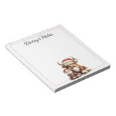 Gepersonaliseerde Santa en Highland Koe Notitieblok (Schuin)