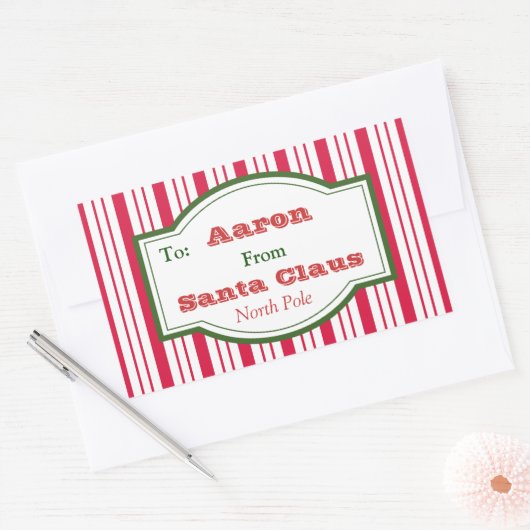 Gepersonaliseerde Santa Gift Label Stickers (Envelop)