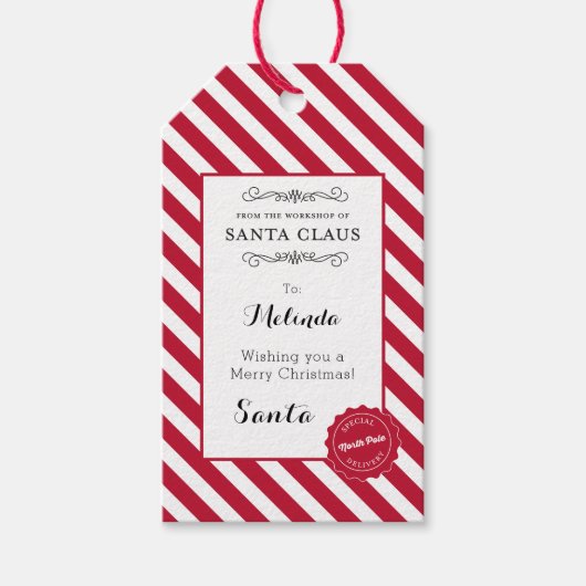 Gepersonaliseerde Santa Gift Labels, Kerst Elf Lab Cadeaulabel (Voorkant)