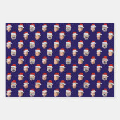 Gepersonaliseerde Santa Hat Face 3 Foto Kerstcadea Inpakpapier Vel (Voorkant 2)