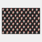 Gepersonaliseerde Santa Hat Face 3 Foto Kerstcadea Inpakpapier Vel (Voorkant)