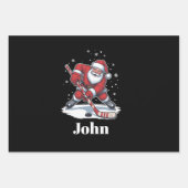 Gepersonaliseerde Santa Ice Hockey Kerstsport Inpakpapier Vel (Voorkant)