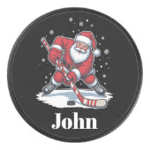 Gepersonaliseerde Santa Ice Hockey Kerstsport Puck (Voorkant)