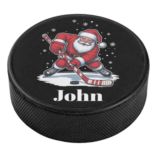 Gepersonaliseerde Santa Ice Hockey Kerstsport Puck (3/4)