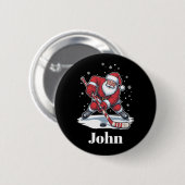 Gepersonaliseerde Santa Ice Hockey Kerstsport Ronde Button 5,7 Cm (Voorkant /achterkant)