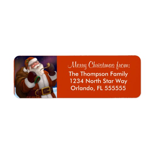 Gepersonaliseerde Santa Kerstmis retour adreslabel Etiket (Voorkant)