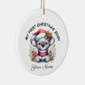 Gepersonaliseerde Santa Koala Beer Eerste Kerstdag Keramisch Ornament (Rechts)