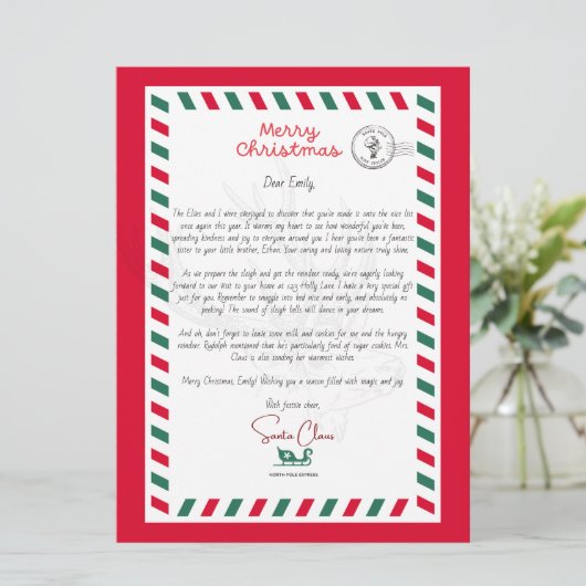 Gepersonaliseerde Santa Letter Kaart voor kinderen (Staand voorkant)