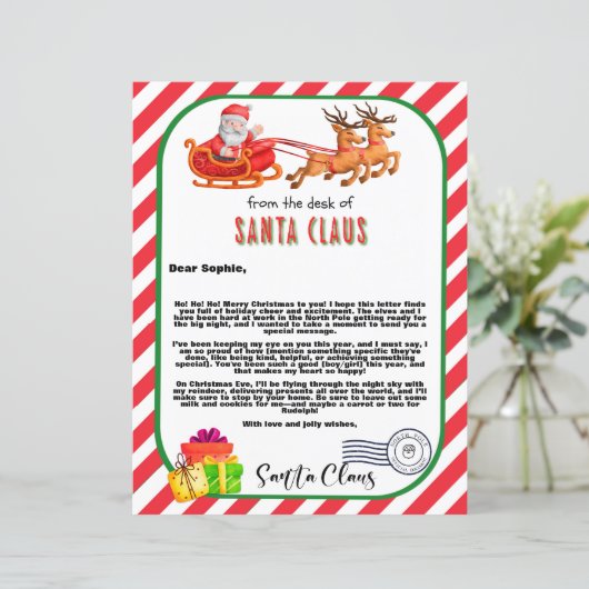Gepersonaliseerde Santa Letter naar Kinder aangepa (Staand voorkant)