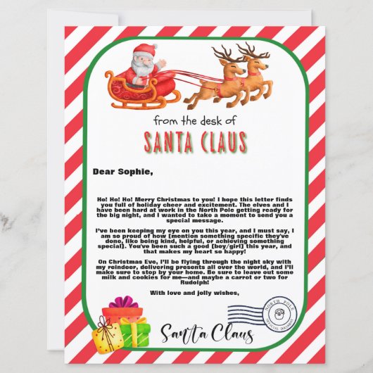 Gepersonaliseerde Santa Letter naar Kinder aangepa (Voorkant)