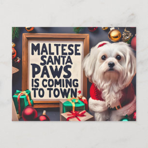 Gepersonaliseerde Santa Maltese Hond Vrolijk Kerst Feestdagenkaart