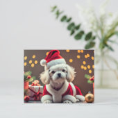 Gepersonaliseerde Santa Maltese Hond Vrolijk Kerst Feestdagenkaart (Staand voorkant)