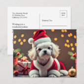 Gepersonaliseerde Santa Maltese Hond Vrolijk Kerst Feestdagenkaart (Voorkant / Achterkant)