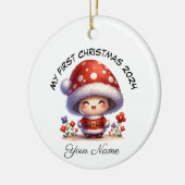 Gepersonaliseerde Santa Mushroom Eerste Kerstmis Keramisch Ornament (Links)