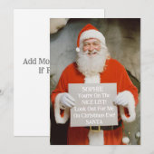 Gepersonaliseerde Santa Naughty of Nice Lijst Kers Feestdagenkaart (Voorkant / Achterkant)
