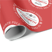 Gepersonaliseerde Santa North Pole Express Cadeaupapier (Rol Hoek)