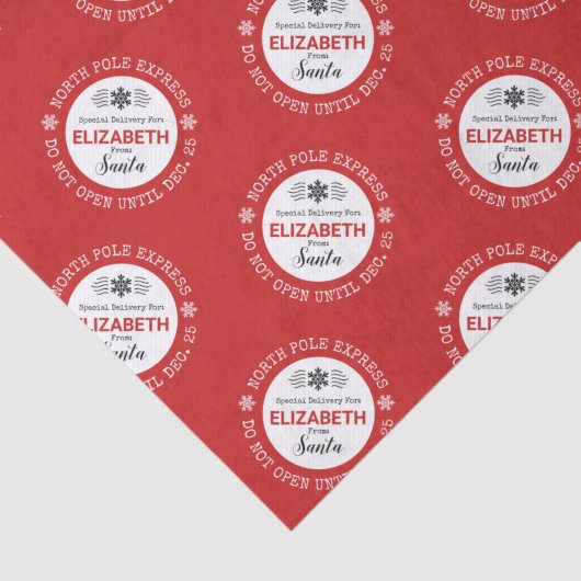 Gepersonaliseerde Santa North Pole Express Tissuepapier (Detail)
