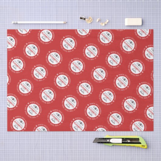 Gepersonaliseerde Santa North Pole Express Tissuepapier (Craft)