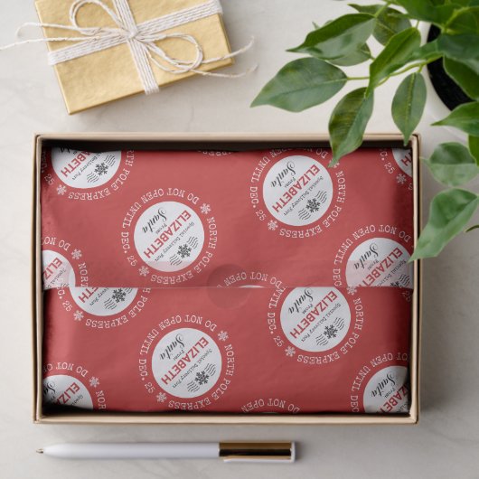 Gepersonaliseerde Santa North Pole Express Tissuepapier (Geschenk)