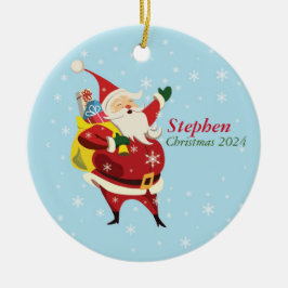 Gepersonaliseerde Santa Ornament naam en jaar