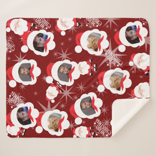 Gepersonaliseerde Santa Photo Collage Sherpa Deken (Voorkant (horizontaal))