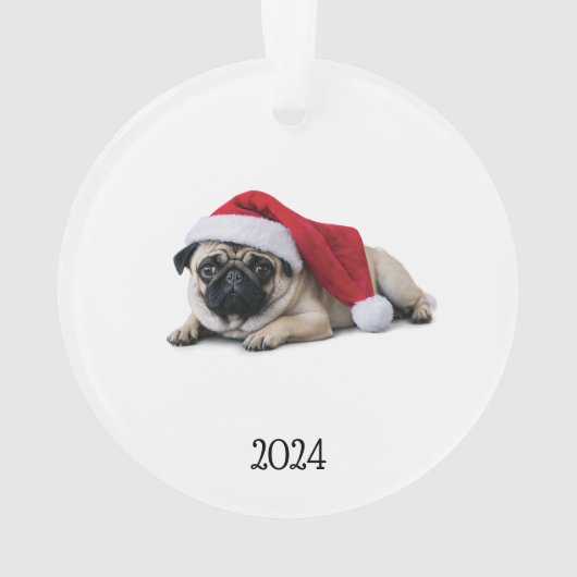 Gepersonaliseerde Santa Pug Acryl Ornament (achterkant)