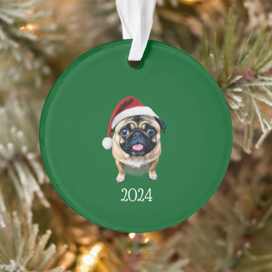 Gepersonaliseerde Santa Pug Ornament (Boom)