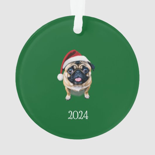 Gepersonaliseerde Santa Pug Ornament (achterkant)