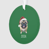 Gepersonaliseerde Santa Pug Ornament (voorkant)