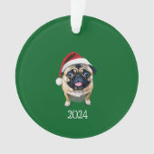 Gepersonaliseerde Santa Pug Ornament (voorkant)