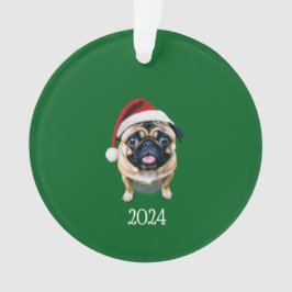Gepersonaliseerde Santa Pug Ornament