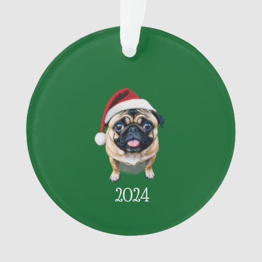Gepersonaliseerde Santa Pug Ornament (voorkant)
