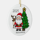 Gepersonaliseerde Santa Rendier Kerstboom Keramisch Ornament (Rechts)